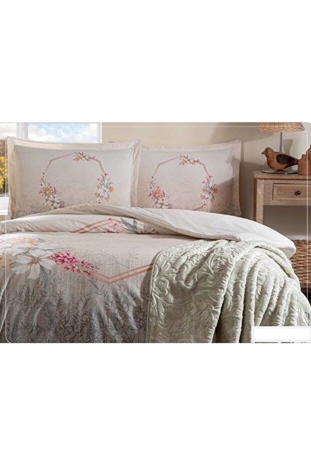 Özdilek Trendy Double Duvet Cover Set with Blanket-Candidum Cream