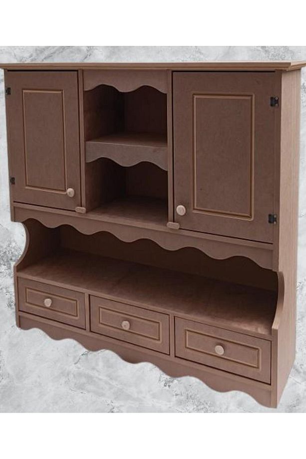 Hobi ADN 90357 Mutfak Dolap Terek Klasik Model CNC Kesim Ahşap MDF Ham El Yapım - 7