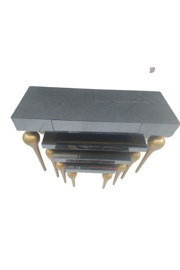 Dresuar-zigon 18119 Sehpa Model Kayın Tombul Gold Ayak Cam Ayna Kaplı El Yapım - 5