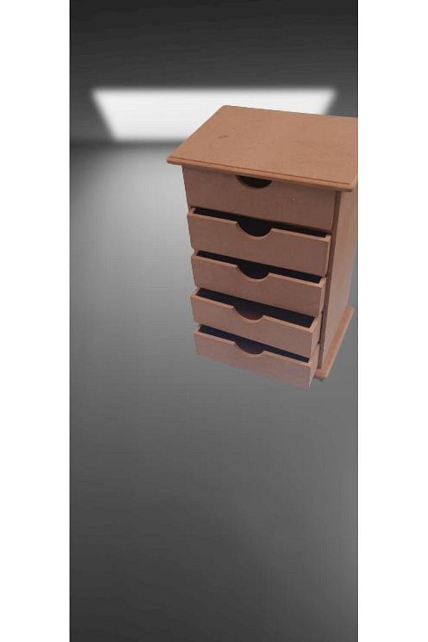 Hobi Erdl 90038 Dekoratif Takı Şifonyeri 5 Çekmece Model Ham Ahşap Mdf El Yapımı - 4