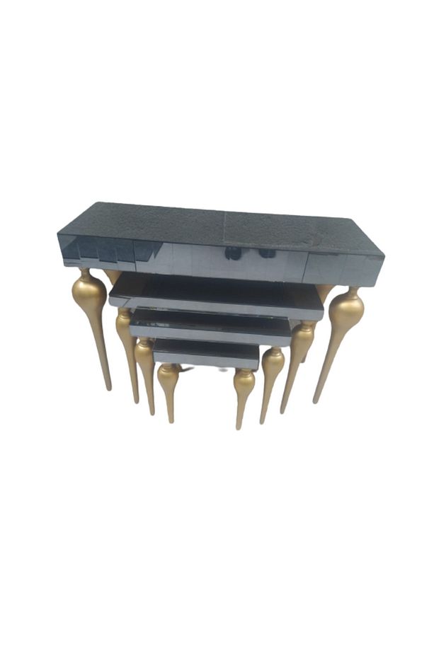 Dresuar-zigon 12387 Tombul Ayak Model Kayın Mdf Tabla Gold Boya Füme Cam Kaplam - 3