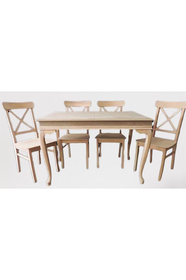 Masa-sandalye 12905 Tk Çapraz Model Ham Kayın Klasik Aslan Ayak Ve Tabla El Yapım - 3