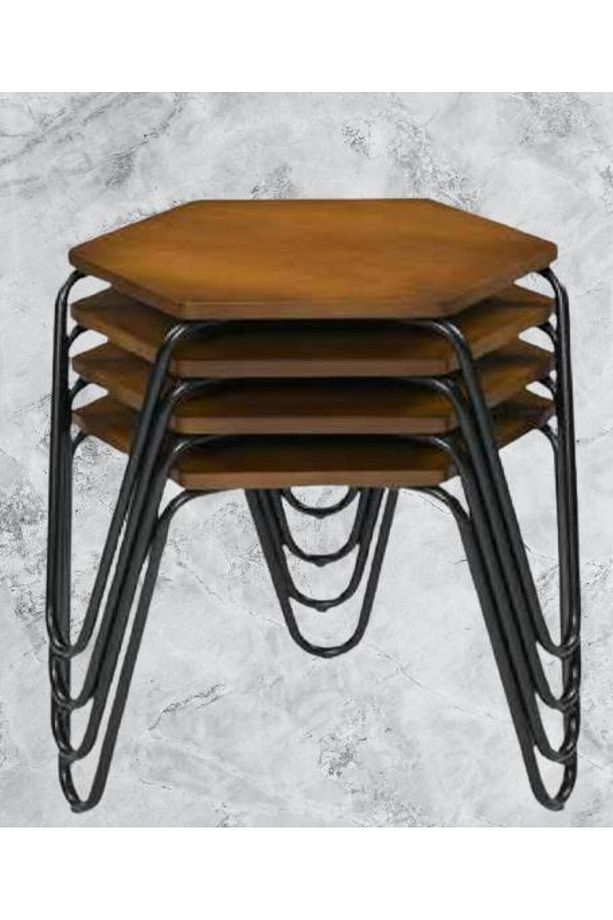 Zigon Osm 117940 Petek Model Metal Nikelaj V Ayak Ceviz Renk Tabla El Yapım - 3