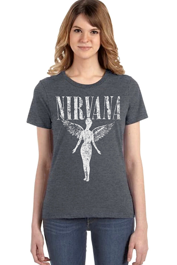 تيشيرت نسائي بأكمام قصيرة من Angel Nirvana Anthracite