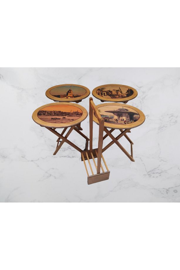 Çanta Zigon18207 Oval Resimli Klasik Model Kayın Ayak Parlak Ceviz Nature El Yapı - 6
