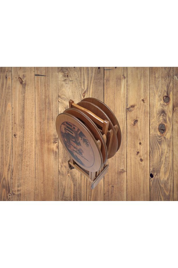 Çanta Zigon18207 Oval Resimli Klasik Model Kayın Ayak Parlak Ceviz Nature El Yapı - 5