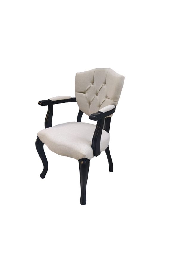 Sandalye 18482 Kelebek Berjer Model Kayın Aslan Ayak Siyah Terletmz Keten Kumaş - 5