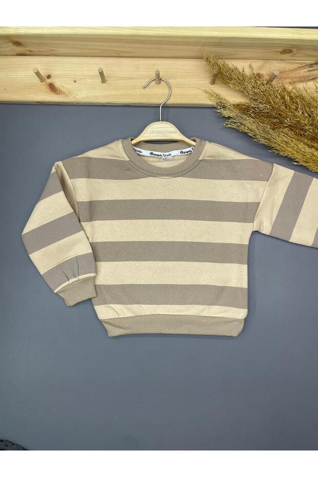 Chartoned Winter Children's Clothing Striped Sweater with Fleece Inside