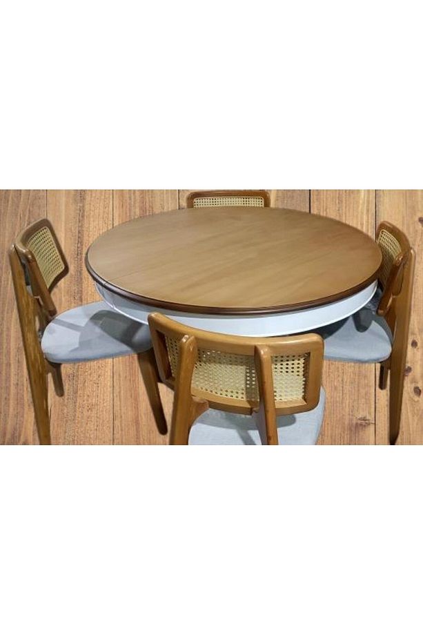 Masa Sandalye 90180 Tk Ihlamur Baba Ayak Model Mdf Tabla 100cm Beyaz Ceviz Elyapı - 6