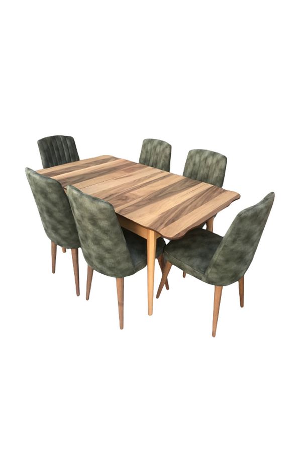 Masa-sandalye 17914 Kütük Desen Tk Model Kayın Retro Ayak Açılır 6 Çizgi Sandalye - 2