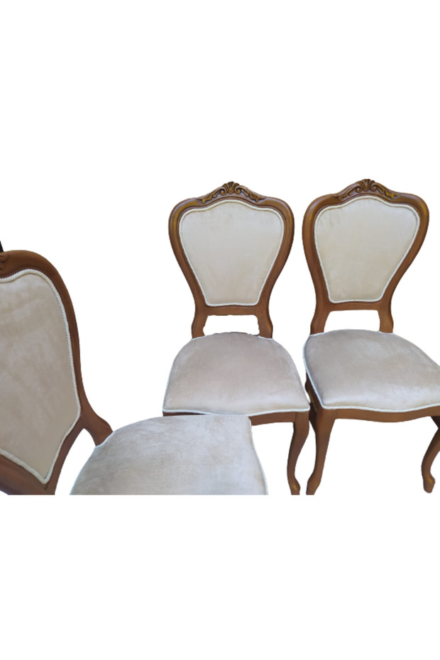 Sandalye 18485 Ceviz Klasik Model Kayın Aslan Ayak Oyma Ceviz Babayface Kumaş - 7