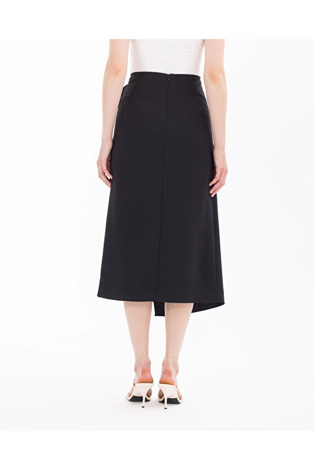 Kuşaklı Kruvaze Dar Form Etek - 7