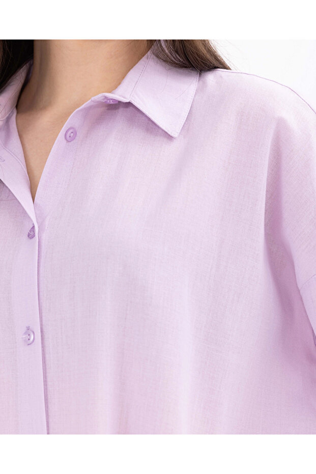 Katlanabilir Kollu Düğmeli Gömlek - 6