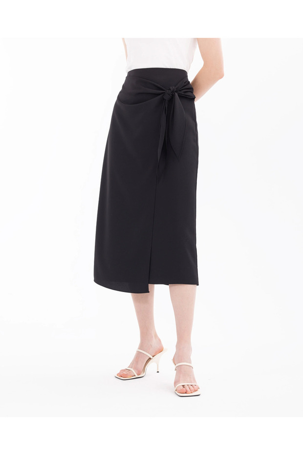 Kuşaklı Kruvaze Dar Form Etek - 6