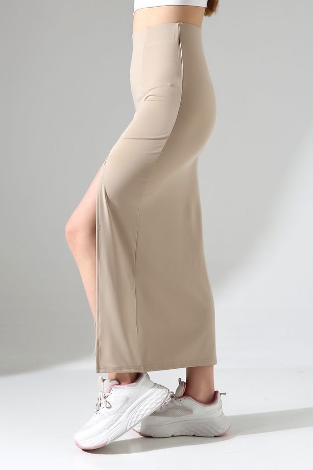 Dalgıç Kumaş Yırtmaçlı Uzun Etek Maxi Boy 92 Cm - 7