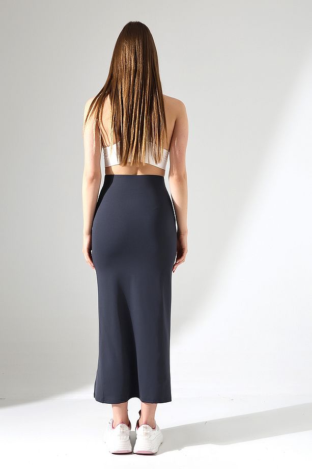 Dalgıç Kumaş Yırtmaçlı Uzun Etek Maxi Boy 92 Cm - 6