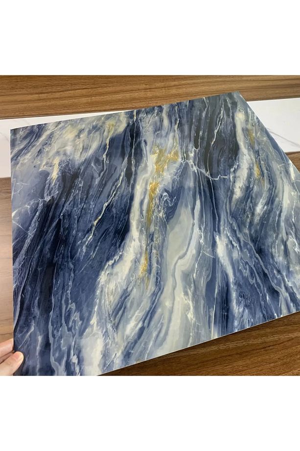 30x60 Kendinden Yapışkanlı Mermer Fayans Görünümlü Mutfak Banyo Wc Yer Duvar Pvc Folyo Panel Kaplama - 7