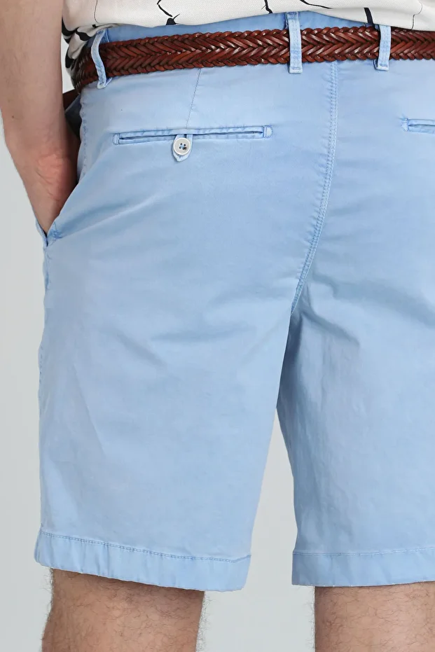 Zegler Spor Erkek Chino Şort Slim Fit Mavi - 4