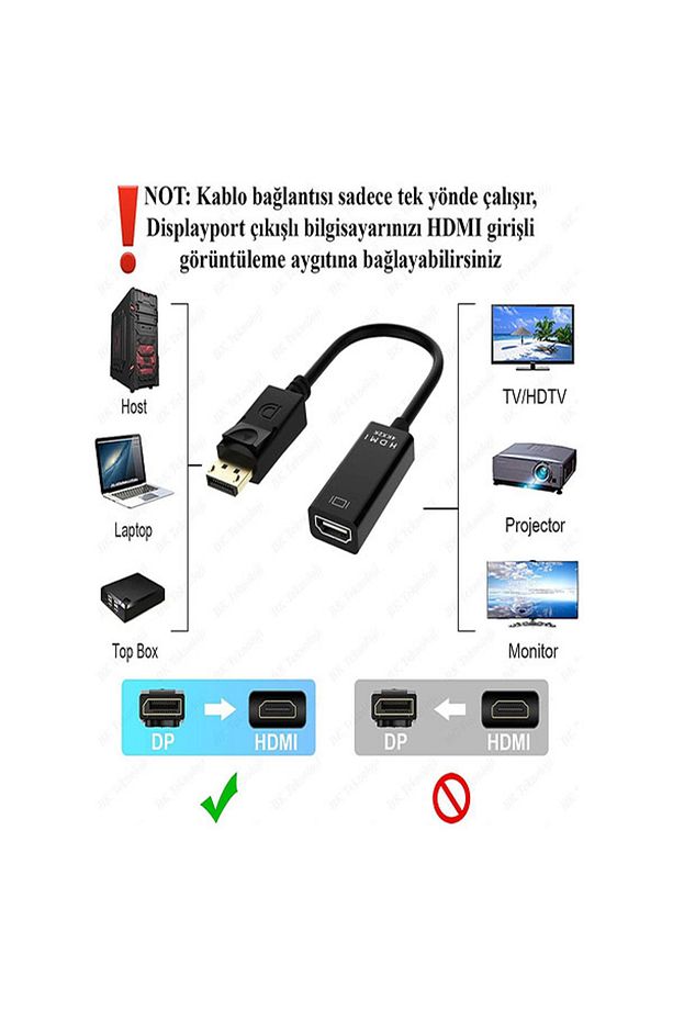 Mini Dısplayport'tan Hdmı'ya 4K Destekli Aktif Çevirici Dönüştürücü Adaptör Kablo Mini DP to Hdmi - 8