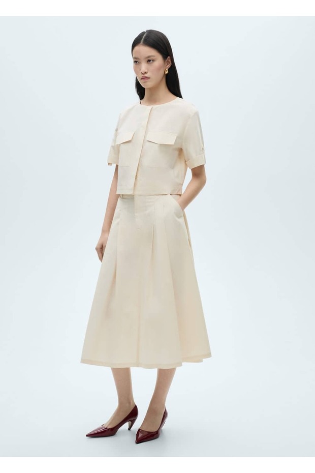 İri pileli midi etek - 2