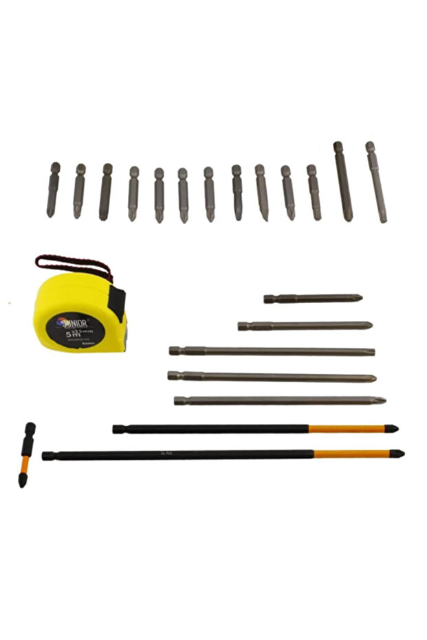 Tornavida Matkap Bits Uç Vidalama Ucu Düz Yıldız Torx Adaptör Metre Çanak Telli Fırça 35 Parça Set. - 3