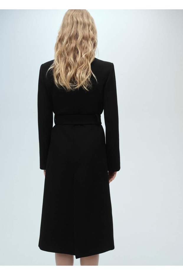 Kemerli yün palto - 4