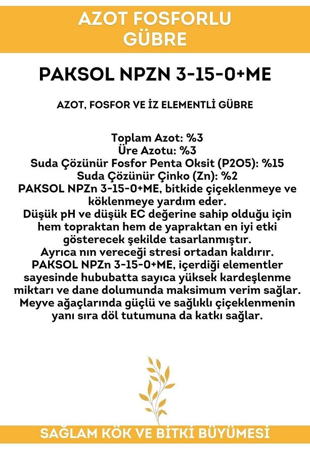 Azot Ve Fosforlu Sıvı Gübre Npzn 3-15-0 Me 1 Litre - 5