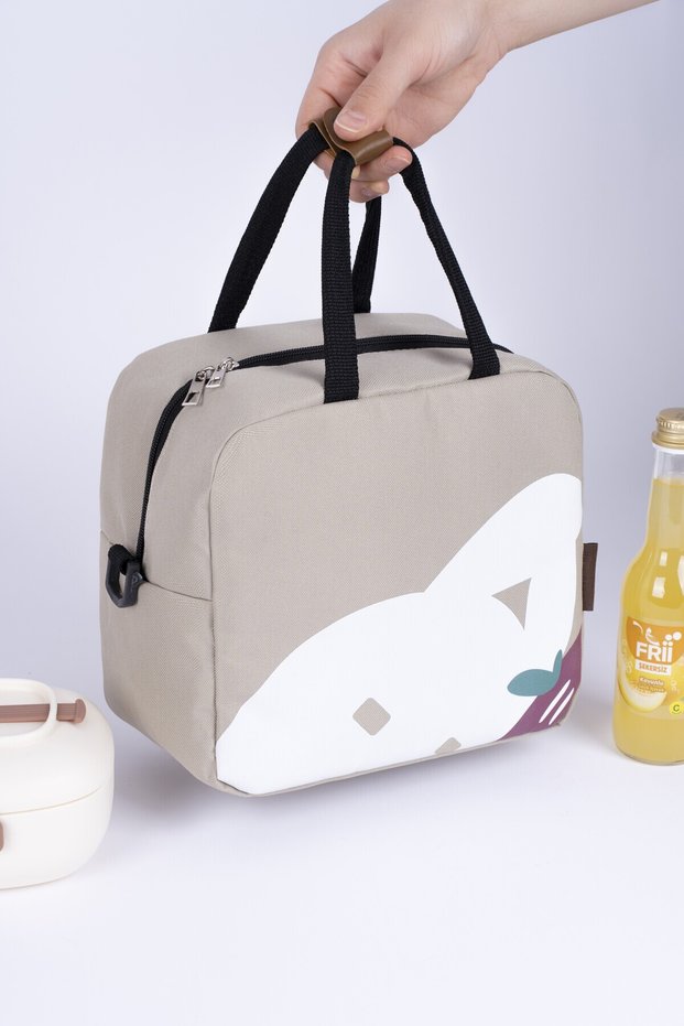Food Carry Bag Hot and Cold Thermal Thermos Bag Camping Picnic Puffin Beige Fi