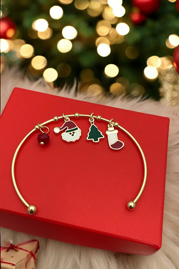 Christmas Icons Charm Handcuff Bracelet