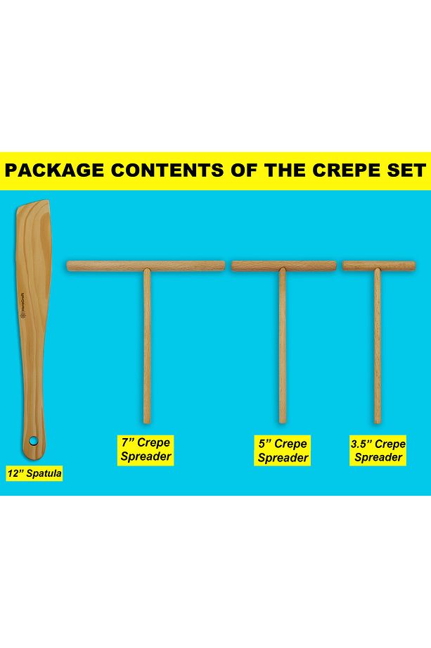 Krep Yapma Seti 3 Boy Krep Serpme Çubuğu Spatula Bambo Ahşap Bardak ile - 4