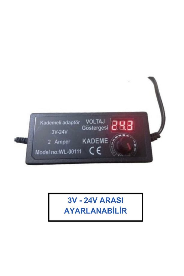 3 Volt - 24 Volt 2 Amper 5.5*2.5 Standart Uçlu Digital Ekranlı Ayarlı Kademeli Adaptör Dijital Ekran - 2