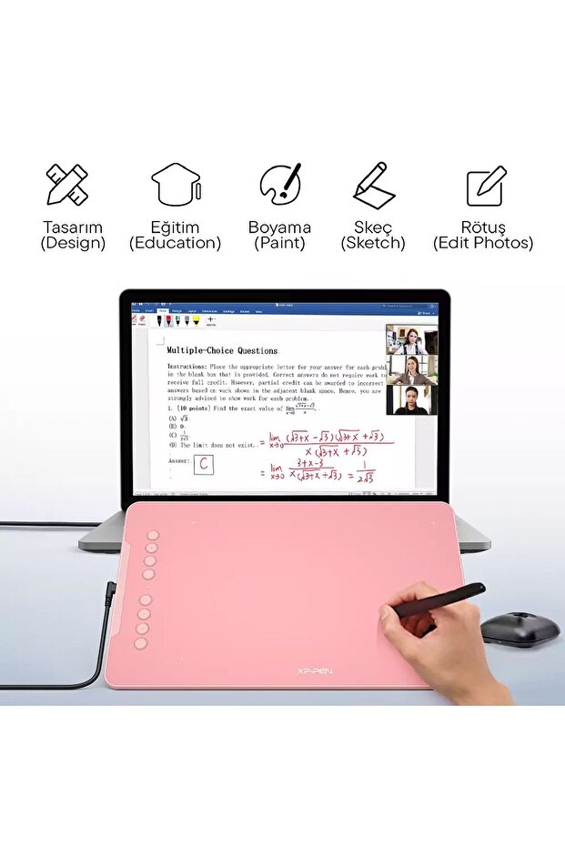 Deco01 V3 Grafik Tablet 16k 8 Kısayol Pembe - 3