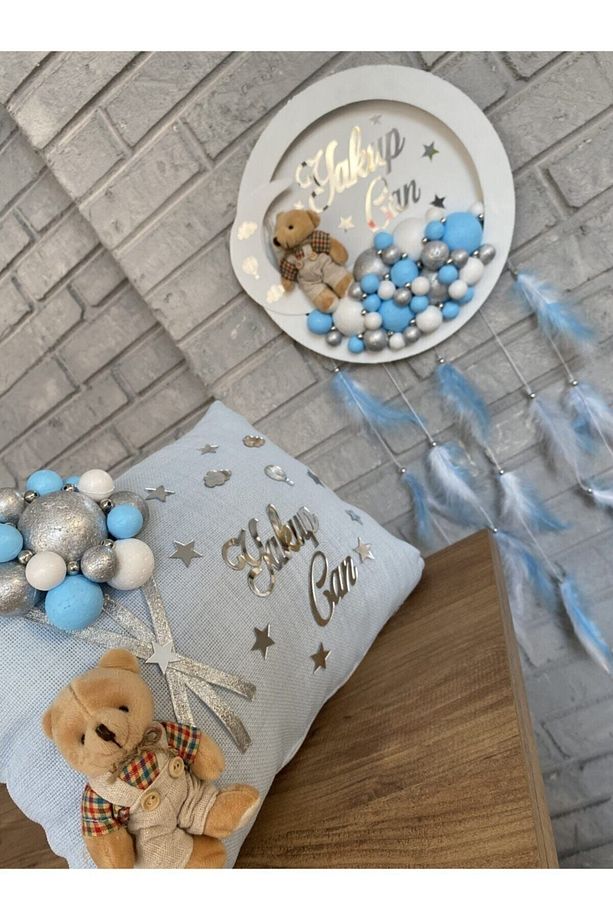 31 Cm Led Işıklı Yuvarlak Bubble Bebek Kapı Süsü Ve Yastık - 1