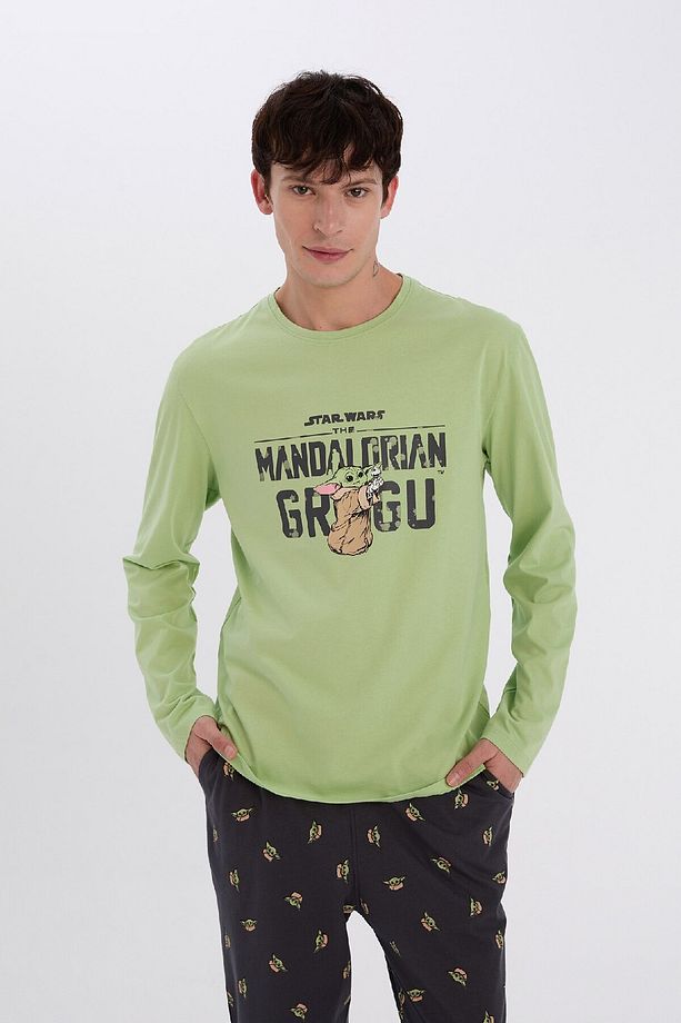 Star Wars-Mandalorian Pijama Takımı Regular Fit Uzun Kollu Üst Beli Lastikli Uzun Alt D8221AX24WN - 3