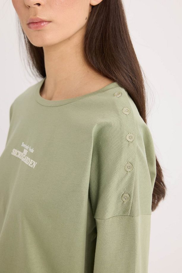 Fall in Love Pijama Takımı Regular Fit Uzun Kollu Baskılı Üst Desenli Uzun Alt E2893AX24AU - 5