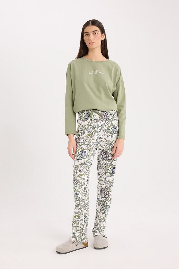 Fall in Love Pijama Takımı Regular Fit Uzun Kollu Baskılı Üst Desenli Uzun Alt E2893AX24AU - 1