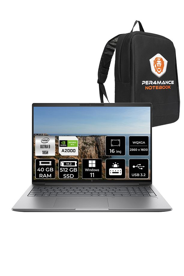 ZBook Power G11 U9 185H 40GB 512GB SSD RTX A2000 16'' WQXGA W11P Mobil İş İstasyonu & PER4 ÇANTA - 1