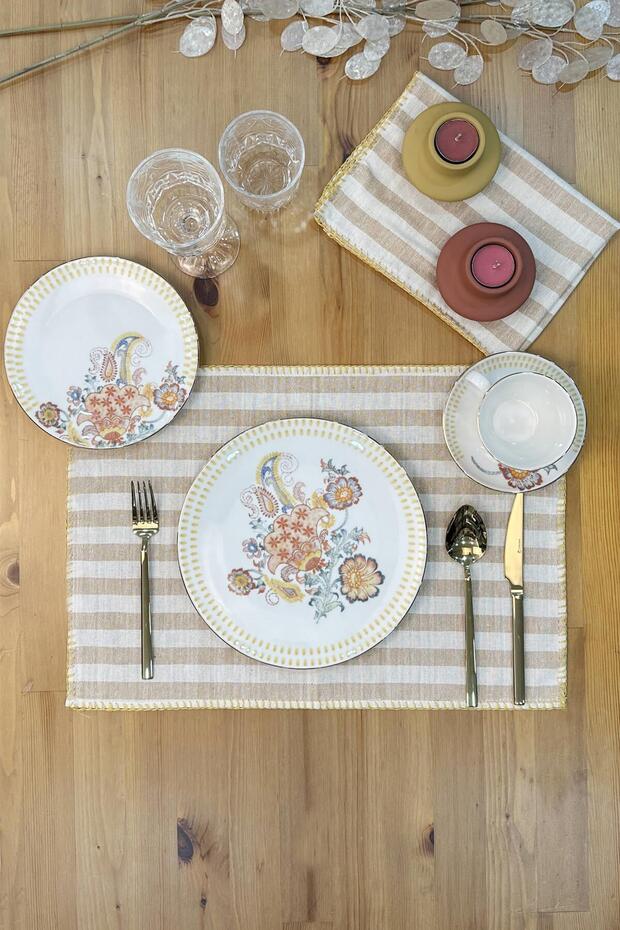 Hardal Stripe Amerikan Servis Dantelli - 1