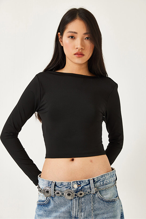 Kadın Dalgıç Kumaş Sırt Dekolteli Bluz 001 60261204 - 6