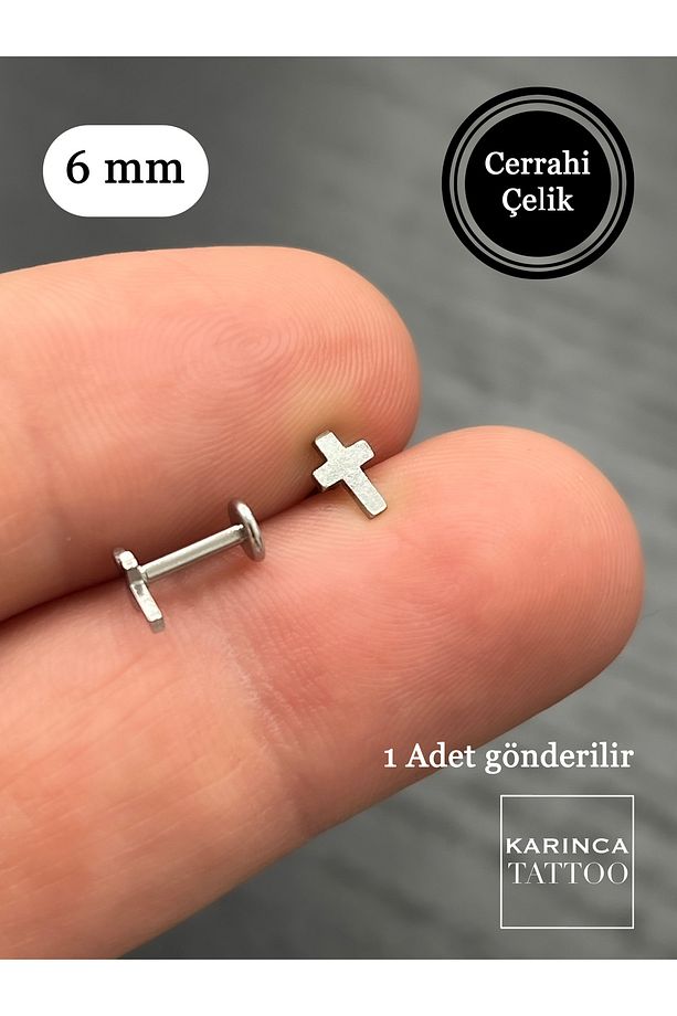 Haç Piercing Cross Kaliteli Cerrahi Çelik Burun Conch Forward Helix Piercing Kıkırdak Tragus Küpe - 1