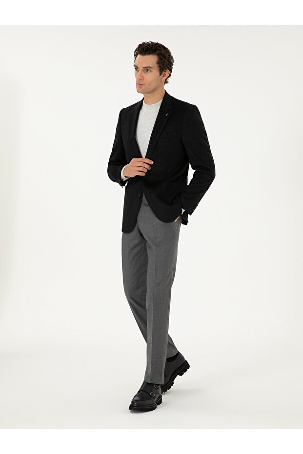 Gray Slim Fit Fabric Trousers 50292514-Vr024