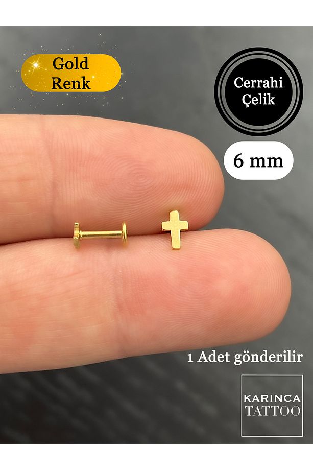 Haç Piercing Cross Kaliteli Cerrahi Çelik Burun Conch Forward Helix Piercing Kıkırdak Tragus Küpe - 3