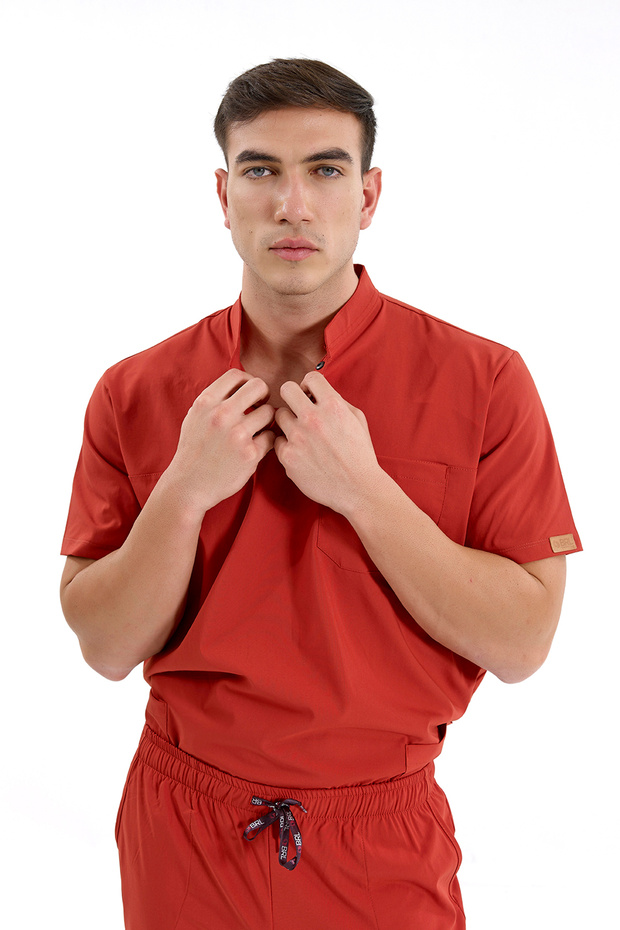 Single Top Snap Fastener Lycra Men's Doctor and Nurse Surgical Jersey Tile | Brlsnapsm
