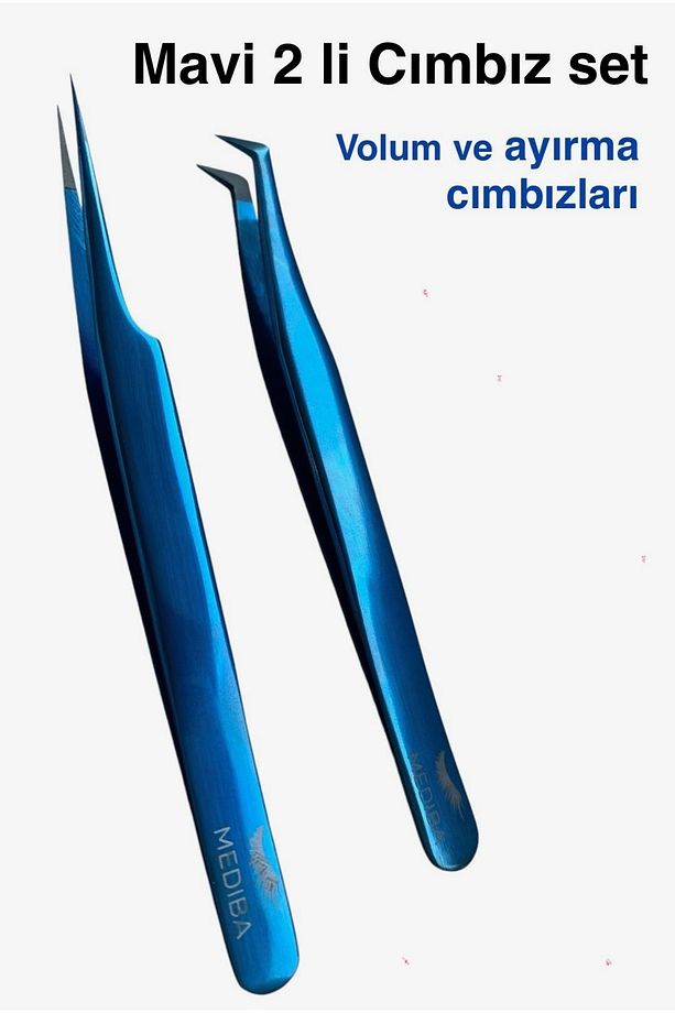 Ipek Kirpik Cımbız seti 2Li Fiber Uç Kirpik Işlemleri Için Ipek Kirpik Cımbız - 1