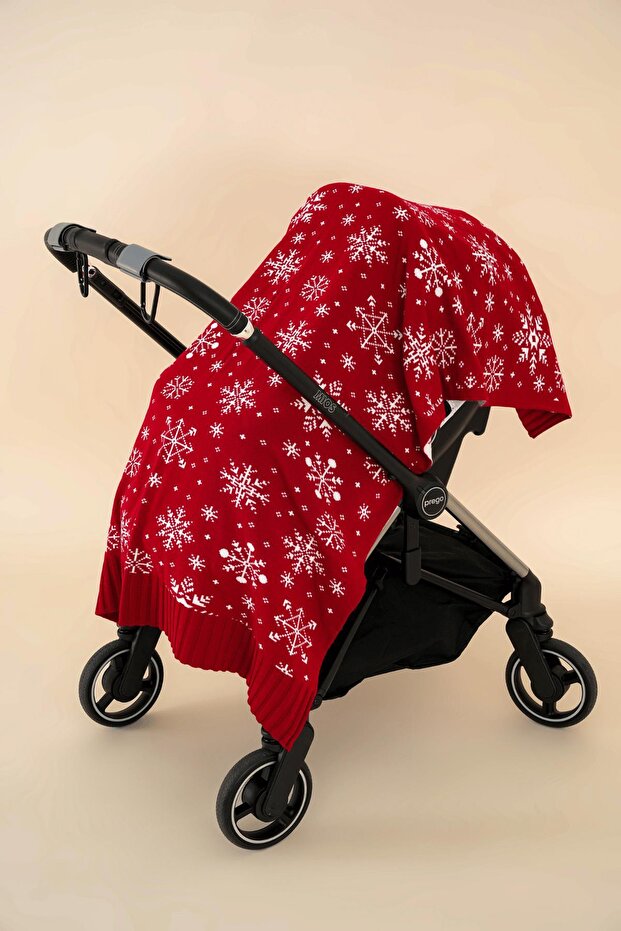 Children's Snow Patterned Knitwear Blanket (85Cmx120Cm) Red Chkids206