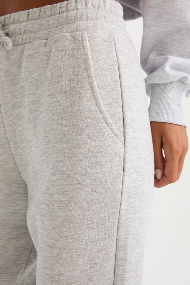 Standart Fit Kalın Jogger Eşofman Altı Bel Paça Lastikli Basic Düz Uzun Boy 25k801t01139 - 5