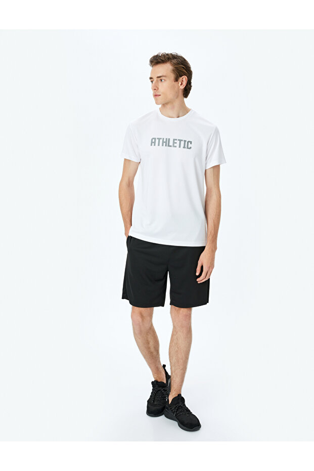Crew Neck Slogan Printed Short Sleeve Sports T-Shirt