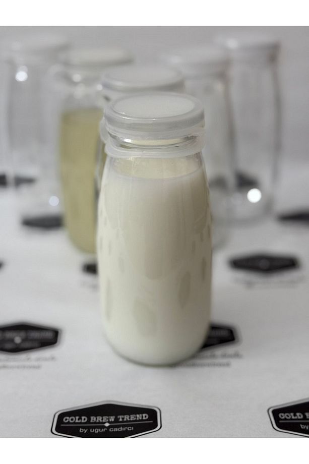 6 Adet Şeffaf Cam Şişe Süt Ayran Limonata Sirke Meşrubat Şişesi Çok Amaçlı - 7