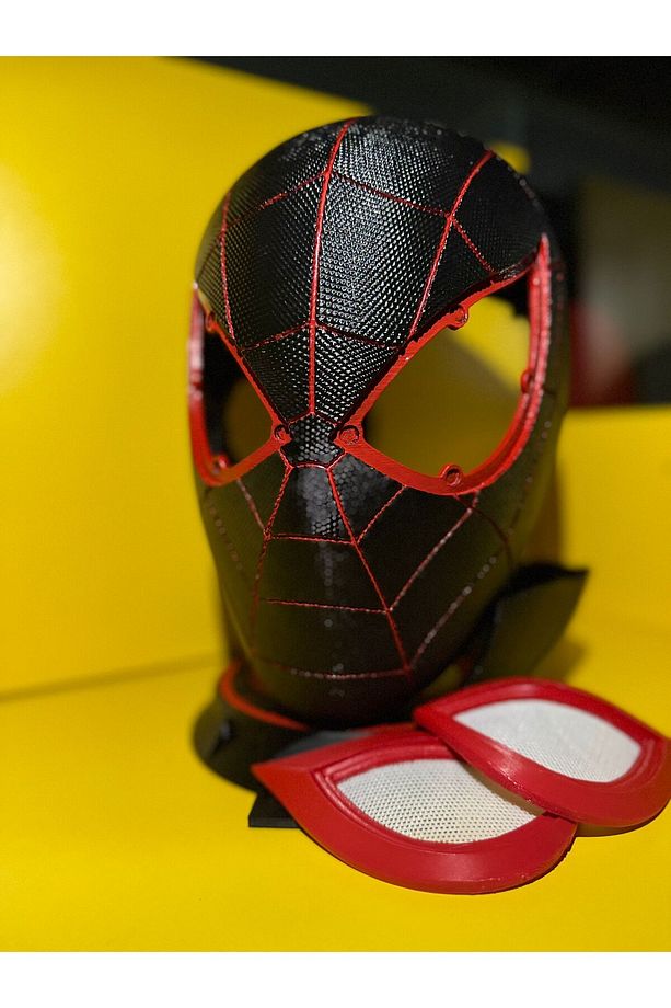 Siyah-Kırmızı Örümcek Adam Maske Mıknatıslı Plastik Maske Giyilebilir Gerçekçi Maske - 5