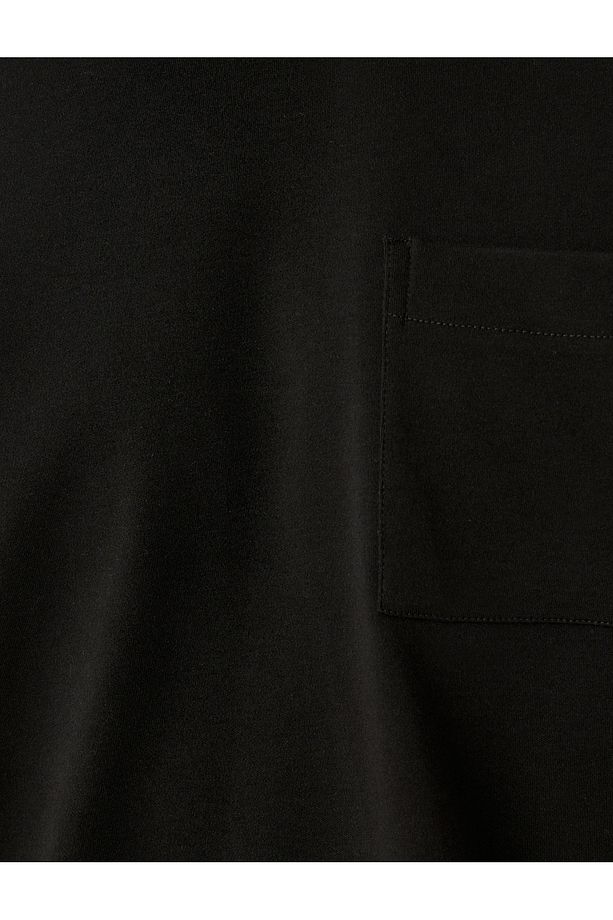 Bisiklet Yaka Regular Fit Kısa Kollu Cepli Pamuklu Basic Tişört - 6
